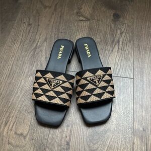 Prada Black and Tan Sandals